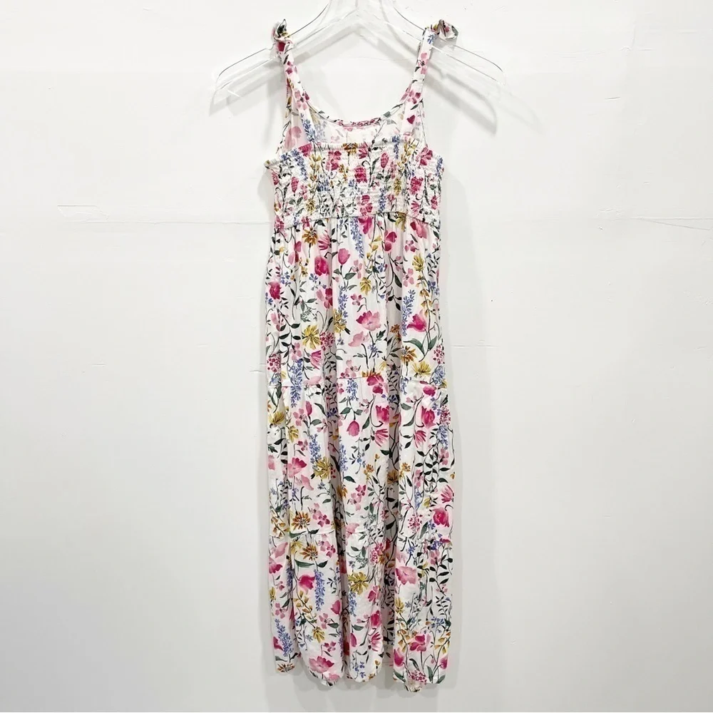 Old Navy Tie Shoulder Tiered Long Maxi Dress Floral Large 10-12